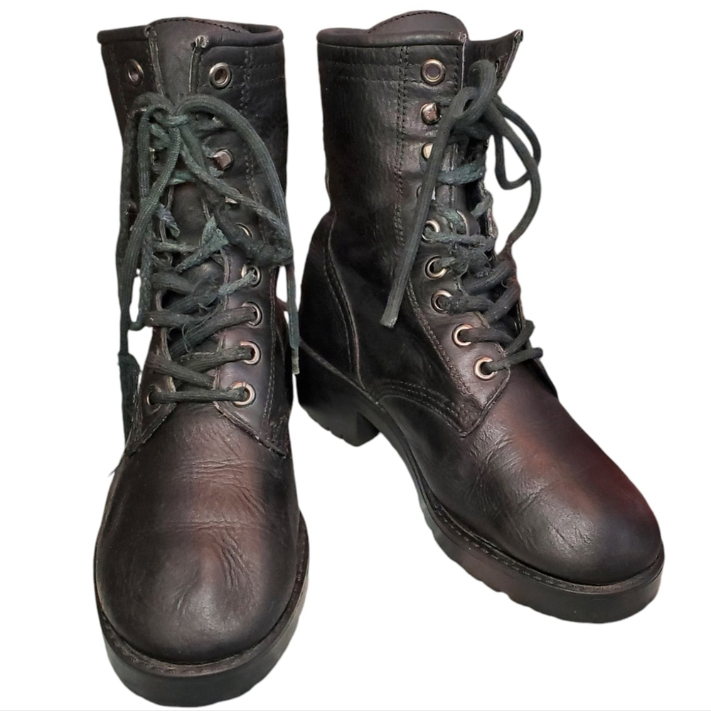 Vintage Nine West Sport Boots Keegan Y2K 90s Leather Chunky Goth Grunge Size 8.5